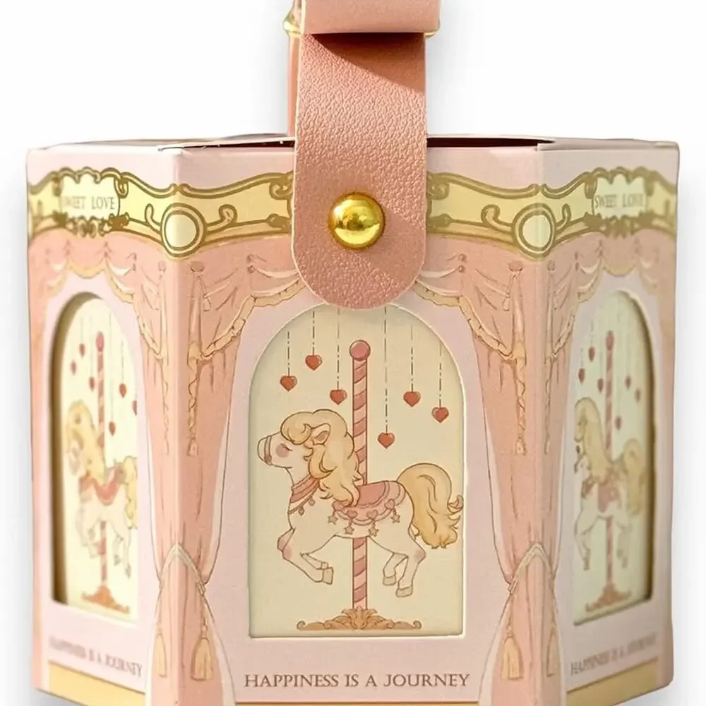 10 pack of Pink 3.5x4” carousel Happiness is a journey goodie gift box